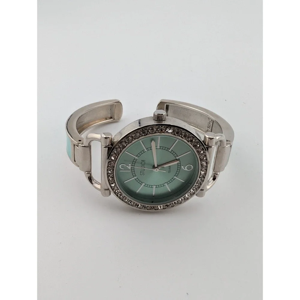 Studio‎ Time Watch Women 35mm Case Blue Enamel Cuff Band- New Battery